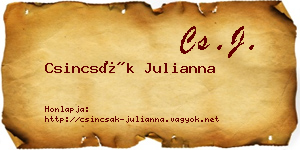 Csincsák Julianna névjegykártya